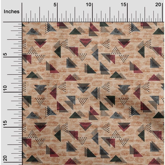 oneOone Viscose Chiffon Mandys Pink Fabric Texture & Triangle Geometric Sewing Material Print Fabric By The Yards 42 Inches Wide