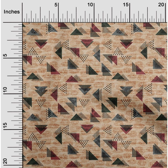 oneOone Viscose Chiffon Mandys Pink Fabric Texture & Triangle Geometric Sewing Material Print Fabric By The Yards 42 Inches Wide