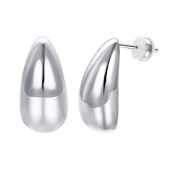 Airokiy Sterling Silver Chunky Hoops Earrings for Women pack Platinum Plated Thick Hoop Earrings