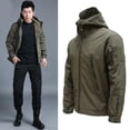 thumbnail image 1 of Chaqueta de senderismo Softshell para hombre, ligera, con capucha, cremallera, Verde Cola Chaqueta de hombre, 1 of 8