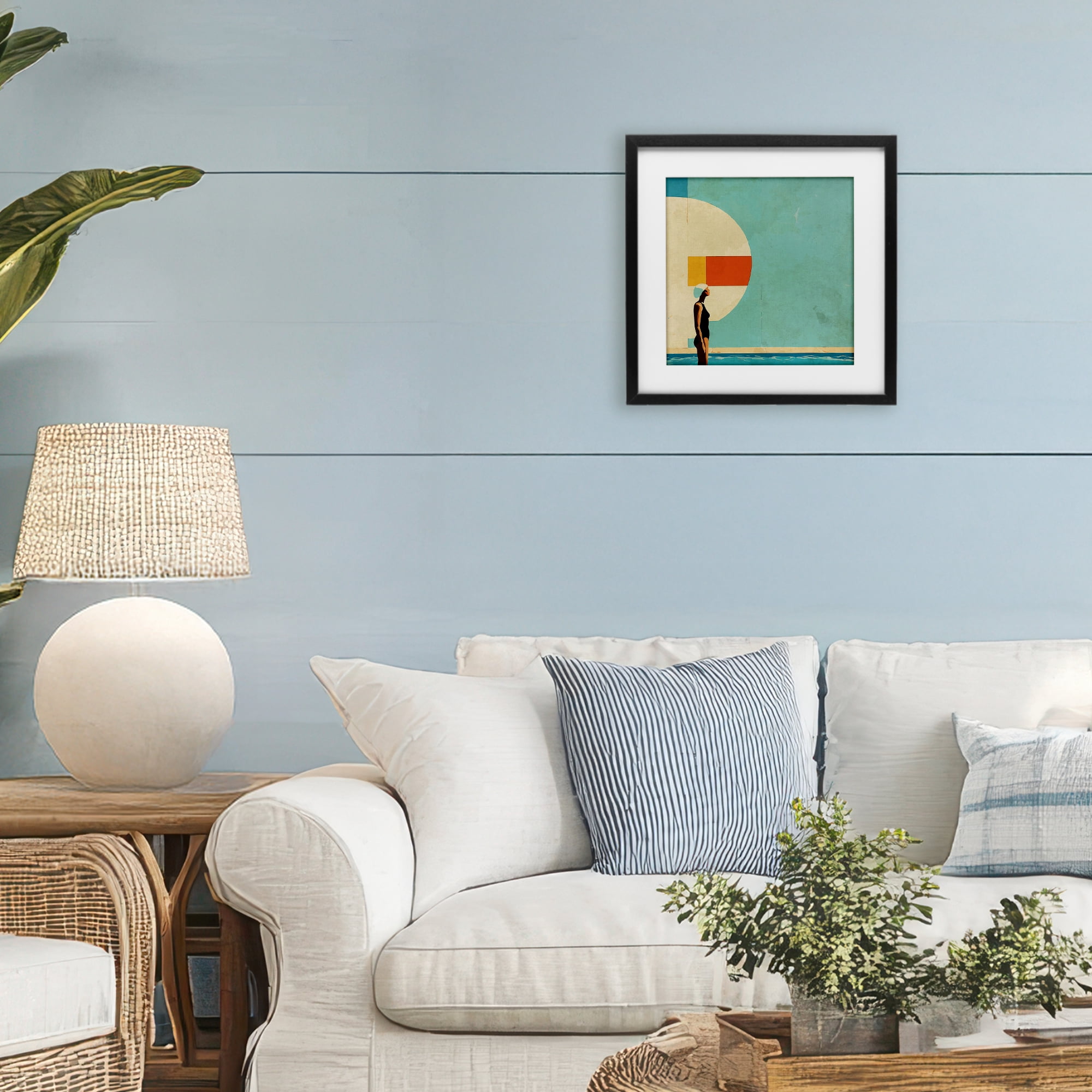 Stupell Industries Midcentury Pool Geometric Black Framed Print Under Glass, design by Layla Oz