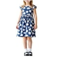 thumbnail image 2 of Cethrio Summer Dresses for Girls 2025, Casual Cotton Gifts Sundresses Holiday Dresses Navy Size 3 T, 2 of 5
