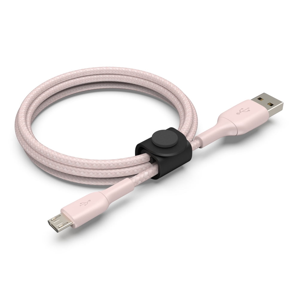 Belkin BOOSTCHARGE Braided USB A to Micro USB Cable + Strap,5 ft, Rose Gold