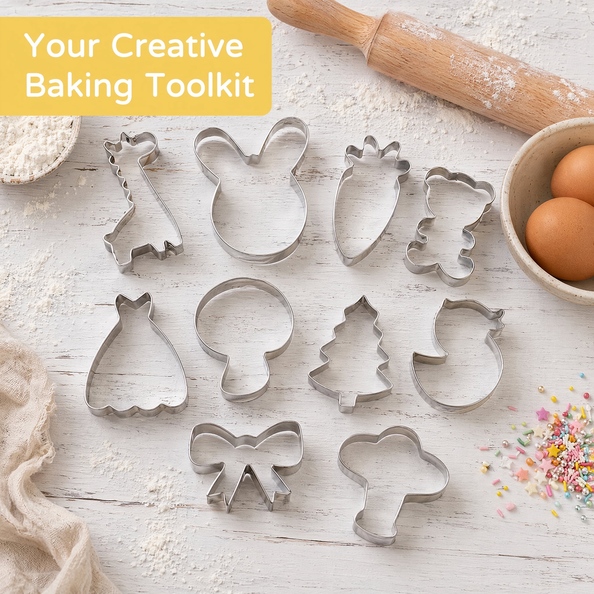 Unique Bargains 10Pcs Stainless Steel Small Metal Cookie Cutters Set Silver-4