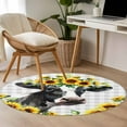 thumbnail image 5 of Round Rugs 4 Ft, Farmhouse Cow Non Slip Area Rugs for Kitchen Bedroom Entryway, Pastoral Sunflower Botanical Gray Plaid Washable Carpet Runner Rug Floor Mats for Bedroom Home Decor, 5 of 9