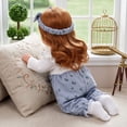 thumbnail image 6 of Yhmxh 11.8 Inch Doll Clothes Outfit Set, Floral Print Overalls with Ruffle Long‑Sleeve Top, Bow Headband & Socks, Fashion Doll Accessory Clothing for 12‑14 Inch Baby Dolls, 6 of 6