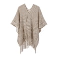 thumbnail image 5 of Women Fringe Sheer Knit Beach Cover Up Lightweight Resort Swimwear Top,Khaki,One Size, 5 of 5