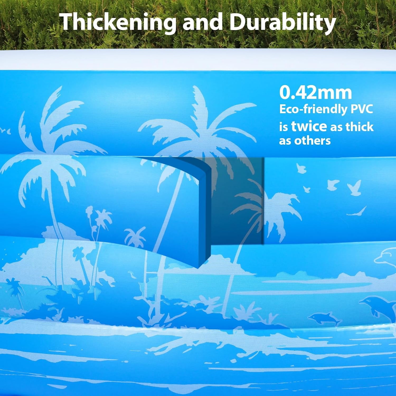 Inflatable Swimming Pool, 102” x 63” x27” Full-Sized Large Inflatable Pool with Seats Handles, Extra Large Blow Up Durable Thickened Pools for Outdoor, Garden, Backyard.