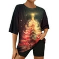 thumbnail image 2 of Riecok Pajama Sets for Women Christmas Crewneck Loungewear Set Short Sleeve Tops and Pants Xmas Tree Print Baggy Soft Sleepwear, 2 of 7
