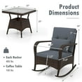 thumbnail image 3 of Costway 3 PCS Rocking Bistro Set with Removable Cushions & Tempered Glass Top Coffee Table Grey, 3 of 10