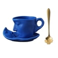 thumbnail image 1 of Taza de cerámica con diseño de rostro humano, 260 ml, para café, té, arte abstracto Azul, 1 of 9