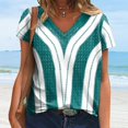 thumbnail image 4 of Gibobby Playeras Mujer Camisetas Cuello V Camiseta elegante con diseño línea abstracta para mujer, cuello en V, moda, manga corta(Verde,G), 4 of 5