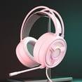 thumbnail image 1 of PSH-200 Gaming Headset with Noise Cancelling Mic, Stereo Surround, Soft Earmuffs Headphone with 3.5MM Pink, 1 of 7