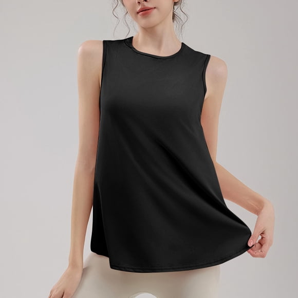 Aqestyerly Women's Fashion New Casual Solid Color Sleeveless Loose Smock Top,Fitness Breathable Sports Outerwear Vest Tops ,Lightweight