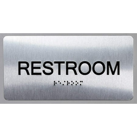 

Restroom Sign Silver -Tactile Touch Braille Sign (Aluminium !! Brush Silver Size 4x8)- The Sensation line(ref-2022-4)