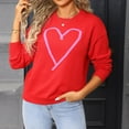 thumbnail image 6 of Lenpel Women's Heart Printed Sweaters Fashion Crew Neck Long Sleeve Knitted Pullover Tops Casual Graphic Sweaters(Red,Medium), 6 of 7