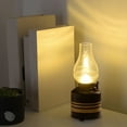 thumbnail image 4 of Antqov Table Lamp, Vintage Battery Operated Oil Lamp Lantern Kerosenes Shaped LED Lamp with Chimney, Portable Flameless Night Light for Home Bedroom Decor, 4 of 6