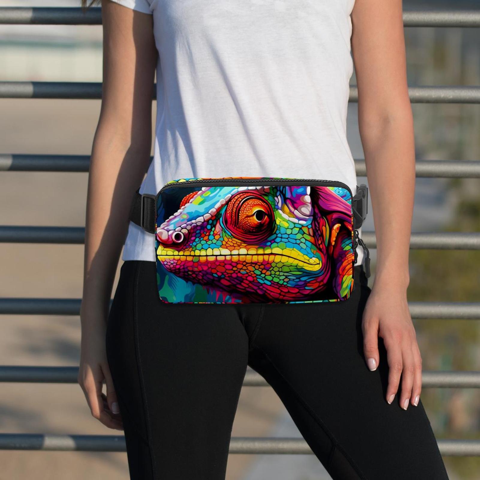 Chameleon Running Belt Waist Bag Fanny Packs, Lightweight Adjustable with Extension Strap, Unisex