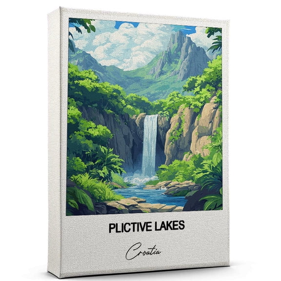 Plictive Lakes Travel Scenic Canvas Wall Art -Croatia Canvas – Nature-Inspired Print for Bedroom, Living Room, or Office – Travel Gift