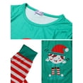 thumbnail image 4 of INSPIRE CHIC Family Pajama Sets Women's 2pcs Christmas with Letter Long Sleeve Tee and Striped Pants XS Women's Green, 4 of 5