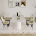thumbnail image 3 of Medieval Modern Cream Style MDF Dining Table and PU Dining Chair Set with 4 Chairs, Easy Assembly for Home Kitchen, 3 of 9