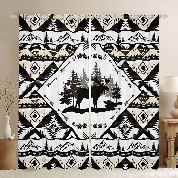 Castle Fairy Safari Deer Black Out Curtains for Boys Girls,Hippie Tribal Aztec Curtains Pack of 2 (42x63 Each),Jungle Animal Bedroom Curtains,Breathable Home Decor