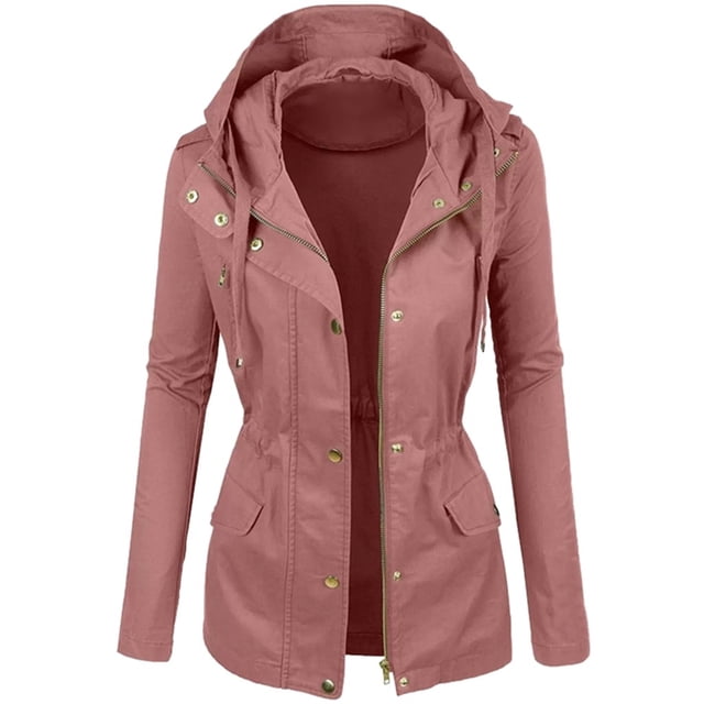 EGNMCR Veste à Manches Longues pour Femmes, Veste Décontractée Sans Capuche, Blouse en Cuir à Col à Revers, Mode Hiver