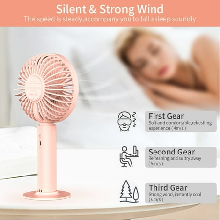 

WANYNG Handheld Fan Portable Mini Hand Held Fan With USB Rechargeable Battery 3 Speed Personal Desk Table Fan With Base 8 12 Hours Operated Small Makeup Eyelash Fan For Women Girls Kids