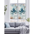 thumbnail image 4 of Non-Adhesive Static Cling Window Tint, Teal Octopus Coastal Window Privacy Film Frosted, Summer Beach Vintage Nautical Insulated Windows Frosted Films for Living room, 35.4 x 78.7 Inches, 4 of 9