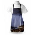 thumbnail image 3 of Nature Apron Majestic View on Coastal Town in Dark Stormy Night Giant Rain Cloud and Flash Photo, Unisex Kitchen Bib Apron with Adjustable Neck for Cooking Baking Gardening, Multicolor, by Ambesonne, 3 of 3