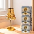 thumbnail image 5 of Vintage Metal Table Lamp for Bedroom, Rechargeable Touch Control Night Light, Crystal Accent Bedside Lamp with Warm Glow, Gold Finish, 5 of 6