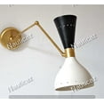 thumbnail image 3 of Appliques Sconce 2 Light Wall Light Stilnovo Style Appliques Wall Sconce Dual Shades Raw Brass, 3 of 4