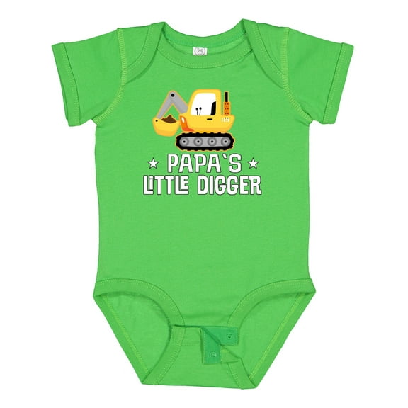 Inktastic Papa Little Digger Construction Truck Boys Baby Bodysuit