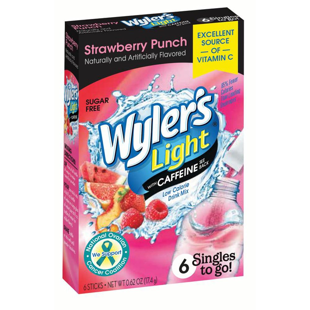 Wyler's Singles ToGo Caffeine Drink Mix, Strawberry Punch, .62 Oz, 6 Packets, 1 Count Walmart