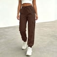 thumbnail image 2 of Cmfcve Cargo Pants for Women Lightweight Hiking Pants High Waist Drawstring Casual Joggers with Pockets, 2 of 6