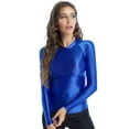 thumbnail image 2 of iixpin Women's Silky Workout Tops Seamless T Shirt Athletic Long Sleeve Fitness Tight Tee Blue L, 2 of 7