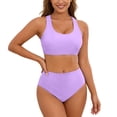 thumbnail image 2 of Two Piece Swimsuit for Women Solid Color Back Tankini Womens Swimsuits Bikini Bathing With Adjustable Ties, 2 of 6