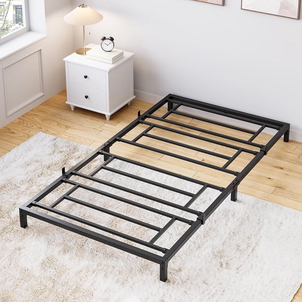 Negra 6-pulgada tamaño individual marco de cama con almacenamiento-metal cama de plataforma con steel slat support-mattress foundation-no box spring easy to assemble