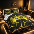 thumbnail image 2 of meiyoeat Neon Yellow Flame Game Controller Twin Bedding Sets for Kids Boys, Yellow Geometric Gaming Bedding Comforter Set, Gamepad Reversible 7 Pieces, 2 of 6