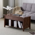 thumbnail image 5 of Zimtown Modern Lift-Top Coffee Table, 39.8" Rectangle Coffee Table with Lift Top & 3 Cube Storage, Brown Living Room Center Table, 5 of 7
