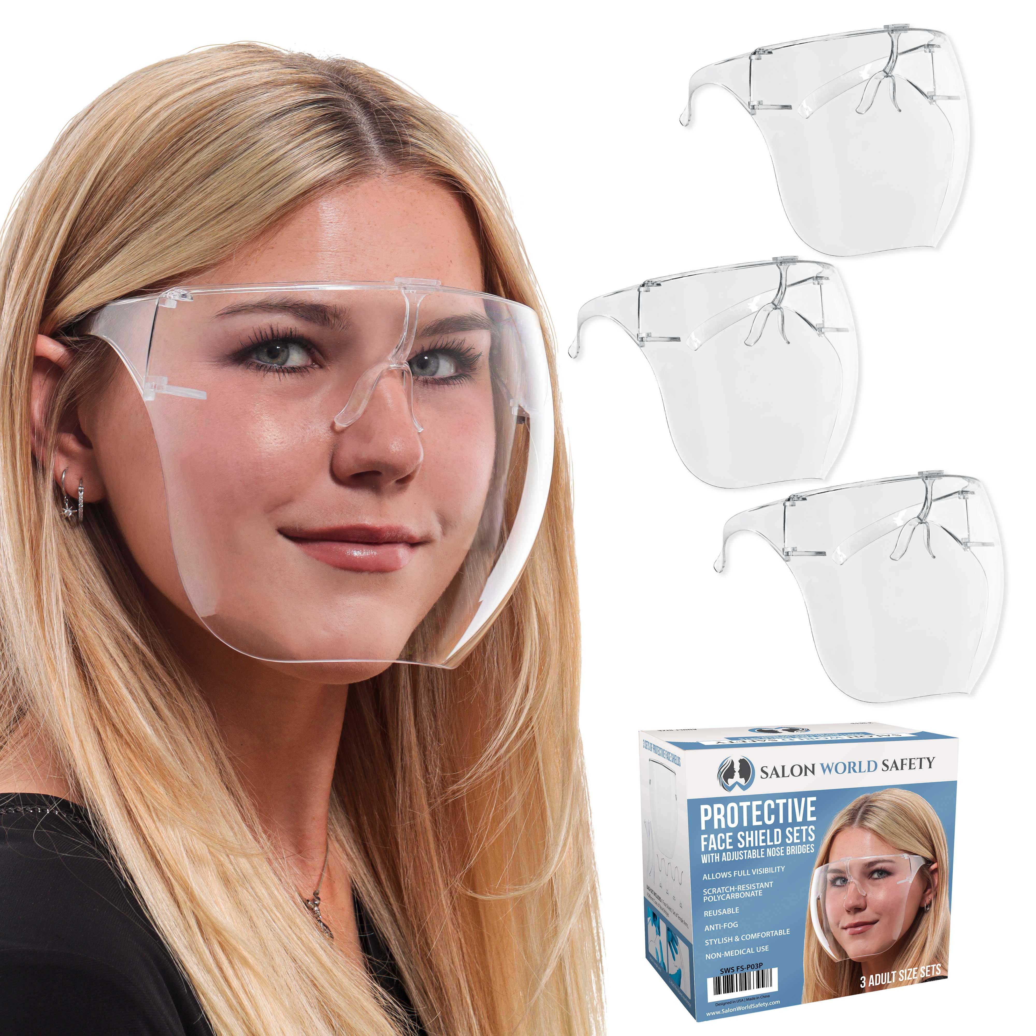pack of 50 TCP Global Salon World Safety Face Shields With Glasses Frames for sale online 