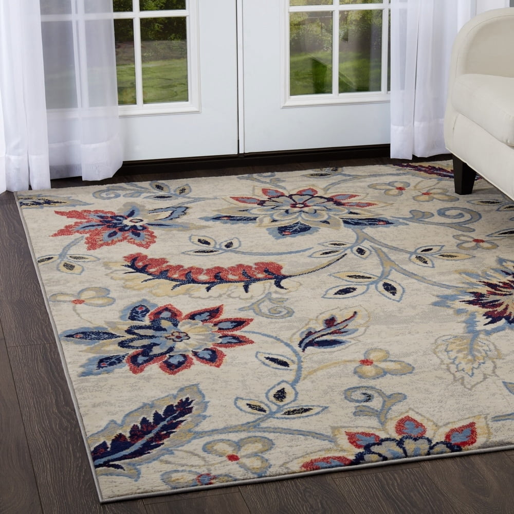 Home Dynamix Tremont Teaneck Contemporary Floral Area Rug, Taupe/Pink, 5'2" Round