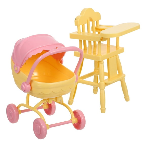 YOSADIER Dollhouse Mini Furniture Set with Small Scale High Chair for Kids Pretend Play and Decoration Activities