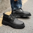 thumbnail image 6 of HomeDM Men's Platform Dress Shoes Round Toe Lace-Up Slip-On Low Chunky Heels Casual Work Loafers, Black Size 10, 6 of 9