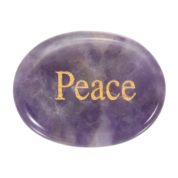 Uxcell Natural Thumb Worry Stone, 1.7"x1.3" Oval Crystal Stone with Inspirational Words, Pocket Rock Anxiety Crystals for Women Stress Gifts Meditation, Purple(Style 9)