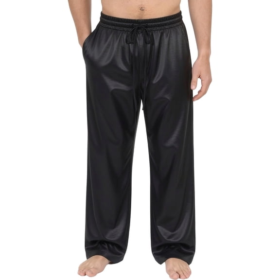 Cmfcve Men's Big and Tall Satin Lounge Pants Shiny Breathable Casual Oversized Party Trousers