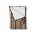 thumbnail image 2 of Wooden Print Soft Flannel Fleece Blanket, Vintage Barn Shed Floor Wall Planks Sepia Art Old Natural Plywood Lodge Image, Cozy Plush for Indoor and Outdoor Use, 50" x 70", Grey Brown, by Ambesonne, 2 of 6