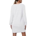 thumbnail image 3 of LUXUR Robe Chandail pour Femmes Chandail en Peluche Chandail à Manches Longues Mini Robes Ample en Molleton Blanc P, 3 of 4