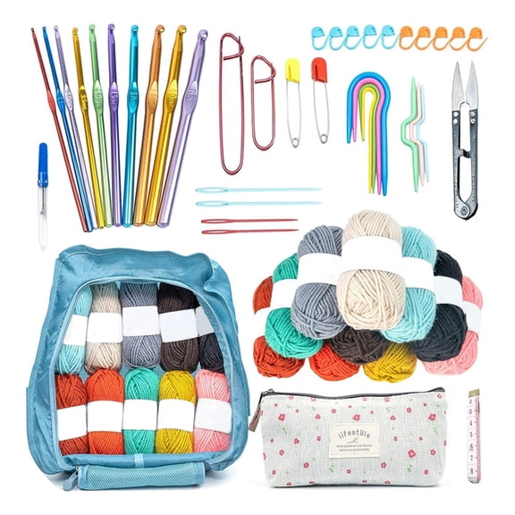 Gieenan 50Pieces Crochet Hook and Yarn Set, Beginner Crochet Hook Kits with Storage Case