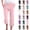 #02 Pink, variant on Women 3/4 Length Wide Leg Capris Pants Casual Comfy Drawstring Elastic Waist Pants with Side Pockets, Light Gray S